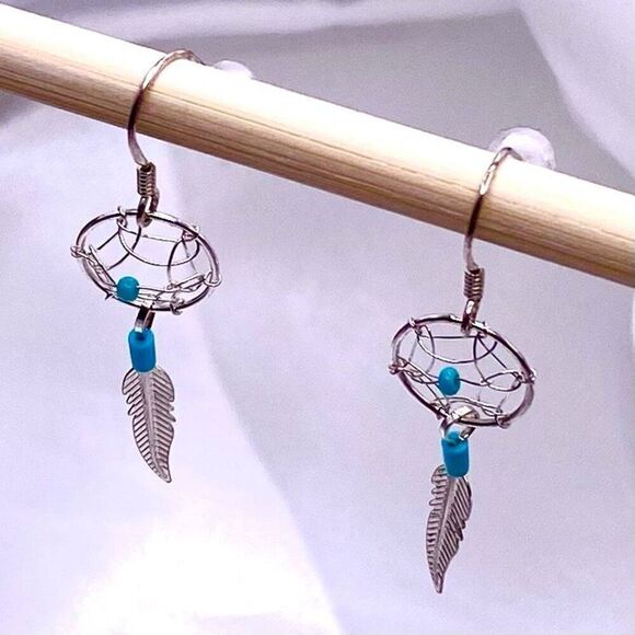 ACR# Turquoise & Sterling Southwest Native 1 3/4” Dangles - Picture 4 of 8